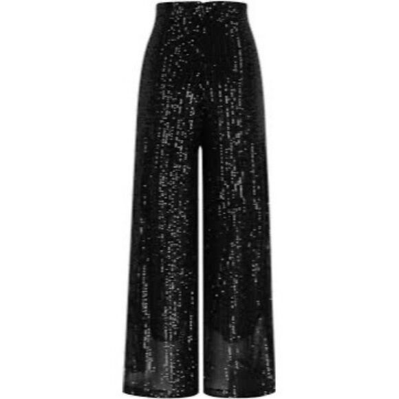 Altar’d State XS Black Sequin High Waist Wide-Leg High-Waist Pants For Women - Picture 5 of 6